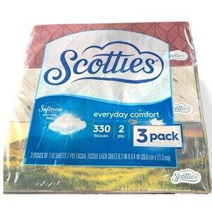 Scotties Facial Tissues Comfort Soft 2-Ply Cube 3-Pack Everyday Tissue New Seal
